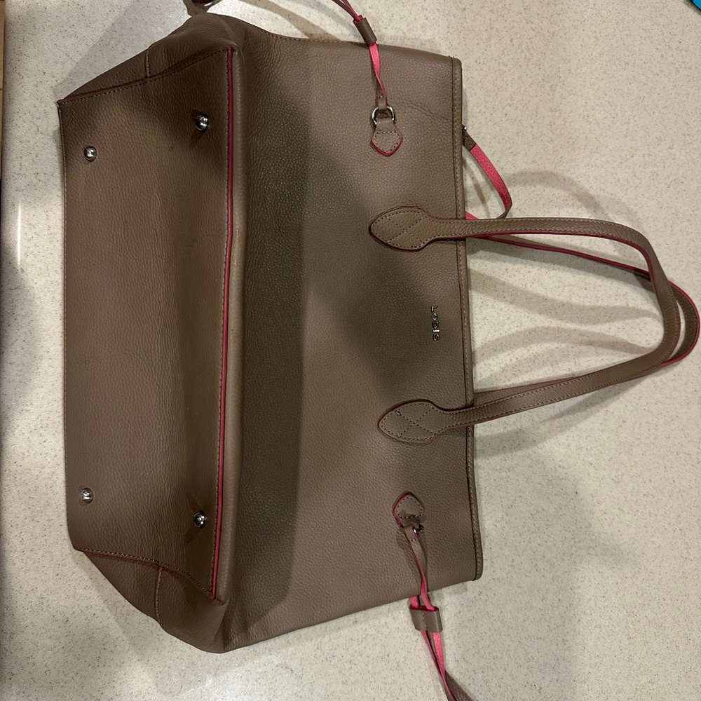 Lodis Taupe Leather Shoulder Bag
